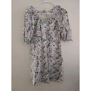 ​Oliver Bonas Cottagecore Floral Dress Puff Sleeve Ruffle Neck Boho Romantic 4